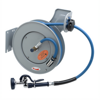 Open Epoxy-Coated Steel Retractable Hose Reel with 35 Ft. Hose and High-Flow Spray Valve