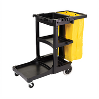 Rubbermaid Commercial Products Housekeeping Cleaning Cart with 5 Cu. Ft. Storage, Waste/Recycling Bag, and Tool Holders