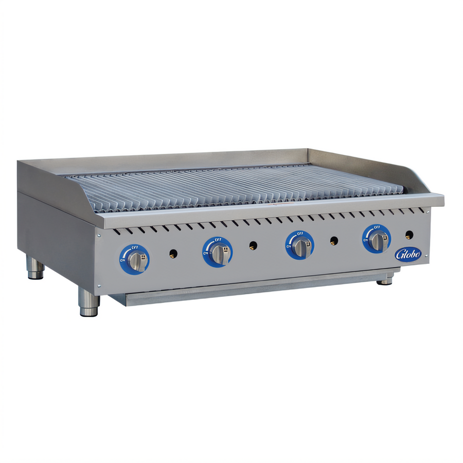 Product image #1 for Globe 48-Inch Gas Countertop Charbroiler, Cast Iron Radiant, 160,000 BTU
