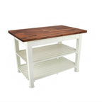 Thumbnail image #1 for John Boos WAL-C6036-2S 60" x 36" Walnut Wood Top Work Table, 1-1/2" Edge-Grain Top, Painted Base, Two Slatted Undershelves, No Backsplash