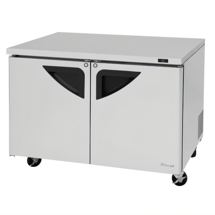 Product image #1 for Turbo Air Super Deluxe Two-Section Undercounter Refrigerator, 48-1/4 Inch Wide, Solid Doors, 12.2 Cu. Ft.