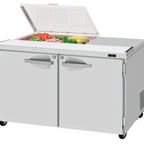 Thumbnail image #1 for Turbo Air PRO PST-48-08S-N-FCL 48-1/4-Inch 2-Section Sandwich/Salad Prep Table, 8-Pan Rail, Flat Clear Lid