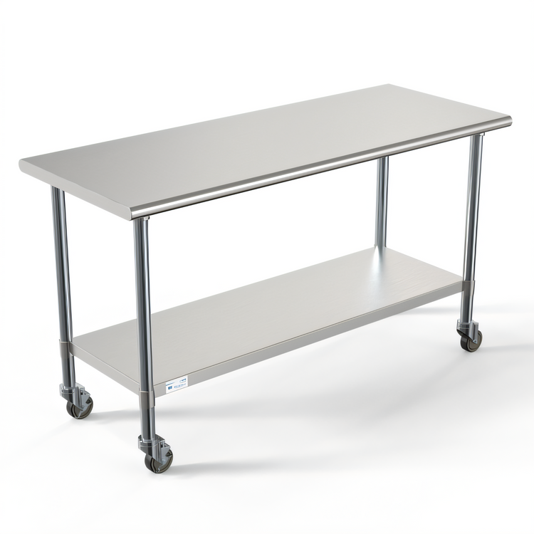 Product image #1 for KoolMore 60-Inch x 24-Inch 18-Gauge Stainless Steel Commercial Work Table with Undershelf and Locking Casters