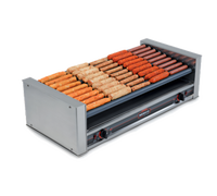 Nemco Roll-A-Grill 27-Hot-Dog Slanted Countertop Roller Grill with 10 Chrome Rollers, 120V