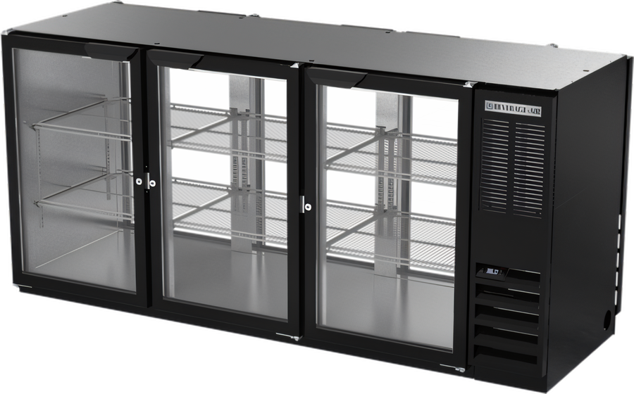 Product image #1 for Three-Section Pass-Thru Refrigerated Back Bar Storage Cabinet with 6 Glass Doors