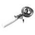 Thumbnail image #1 for Carlisle #6 Thumb Press Disher, 4-2/3 oz, 3-Inch Round Bowl, 18/8 Stainless Steel with White Ribbed Plastic Handle