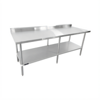 Sapphire 84-Inch x 30-Inch Stainless Steel Work Table with 5-Inch Backsplash, Beveled Square Edge and Adjustable Undershelf