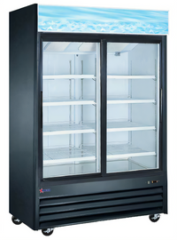 Two-Section Reach-In Glass Door Merchandiser Refrigerator, 45 Cu. Ft., Bottom-Mount, Black