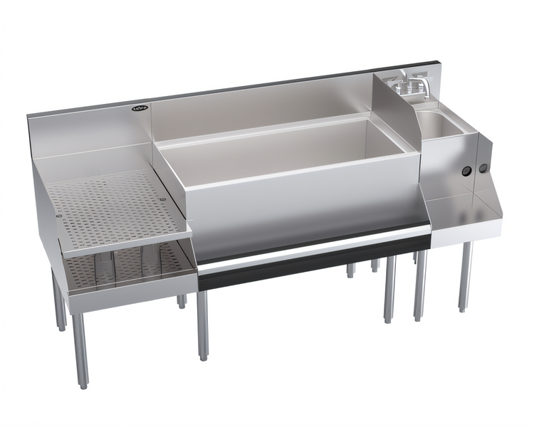 Product image #1 for Krowne Royal Series 66-Inch Recessed Underbar Ice Bin/Cocktail Station with Blender Dump Sink and 10-Circuit Cold Plate