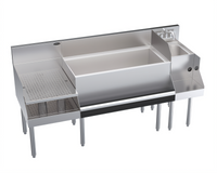 Krowne Royal Series 66-Inch Recessed Underbar Ice Bin/Cocktail Station with Blender Dump Sink and 10-Circuit Cold Plate