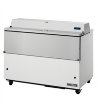 True 12-Crate Mobile Milk Cooler Cart, Forced-Air Cooling, Stainless Steel Lid, White Vinyl Exterior