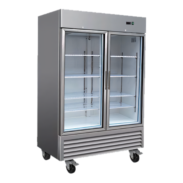 Product image #1 for Serv-Ware 2-Section Glass Door Reach-In Refrigerator, 49 Cu. Ft., Stainless Steel, Bottom-Mount