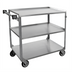 Thumbnail image #2 for Stainless Steel 3-Shelf Utility / Bussing Cart with Push Handle and 5-Inch Swivel Casters, 39.5 x 22 x 37.25 Inches