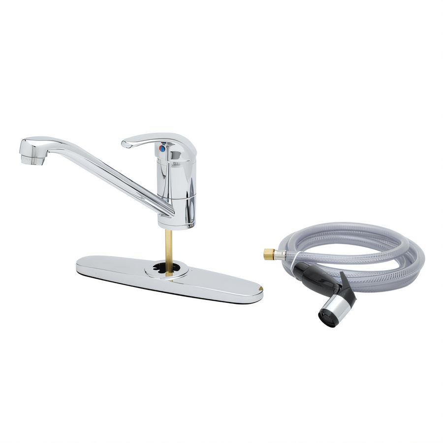 Product image #1 for T&S Brass B-2730-07 Single Lever Deck Mount Faucet with 9-Inch Swivel Spout and Side Spray