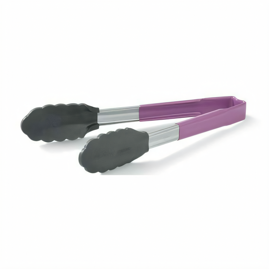 Product image #1 for Vollrath Jacob's Pride 9-1/2 Inch One-Piece Utility Tongs with Purple Kool-Touch Handles