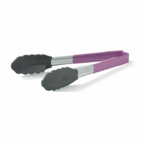 Vollrath Jacob's Pride 9-1/2 Inch One-Piece Utility Tongs with Purple Kool-Touch Handles
