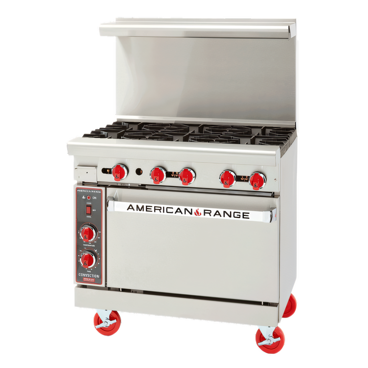 Product image #1 for American Range 36-Inch Gas Restaurant Range with 6 Open Burners and Convection Oven