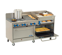 Comstock-Castle 72-Inch Stainless Steel Commercial Gas Range with 4 Open Burners, 30-Inch Raised Griddle, 18-Inch Char-Broiler, and 2 Ovens