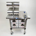 Thumbnail image #1 for Edlund EDCS-2M Mobile Stainless Steel Can Opening Station with SG-2 Opener, 16 #10-Can Capacity and 500-lb. Lower Shelf