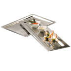 Thumbnail image #1 for American Metalcraft HMRT1611 Rectangular Hammered Stainless Steel Serving Tray, 16 5/8 x 11 1/4 x 3/8 Inch Case of 4
