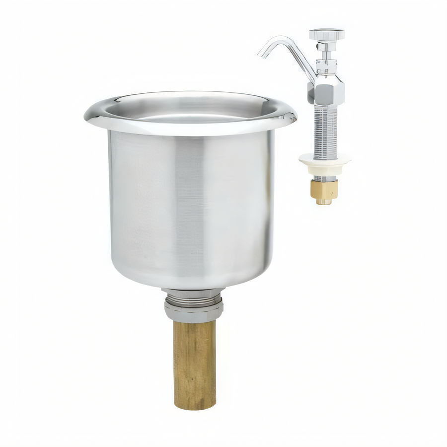 Product image #1 for T&S Brass Drop-In Dipperwell Faucet and Bowl Assembly with Stainless Steel Bowl and Drain