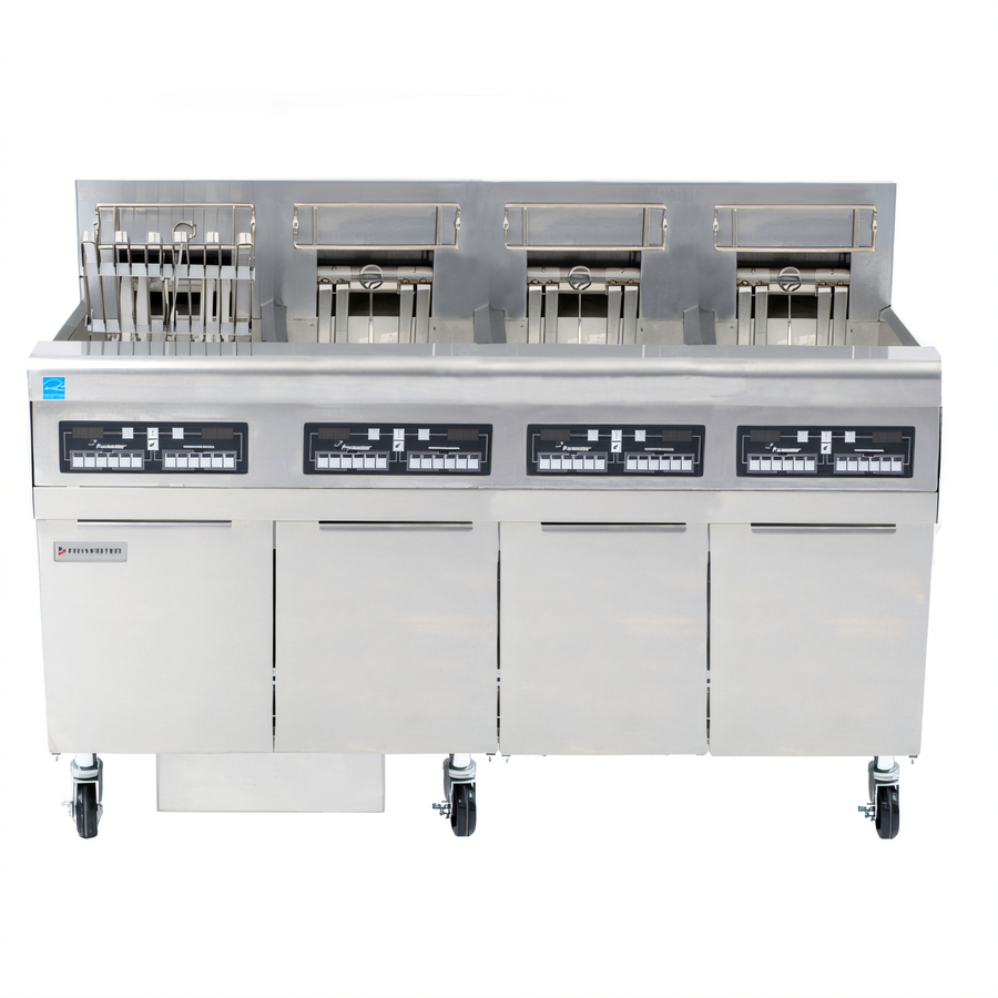 Product image #1 for Frymaster RE High Efficiency 4-Tank Electric Fryer Battery with Built-In Filtration, 4 x 50 lb, 4 x 14 kW