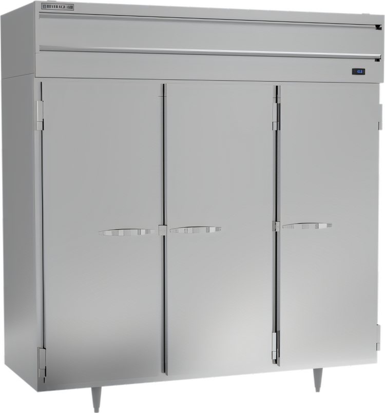 Product image #1 for Beverage-Air P Series Three-Section Reach-In Freezer, 68.34 Cu. Ft., Solid Locking Doors, Top-Mounted Self-Contained Refrigeration