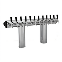 12-Faucet Winged Bridge Glycol-Cooled Countertop Beer Draft Tower, Polished Chrome