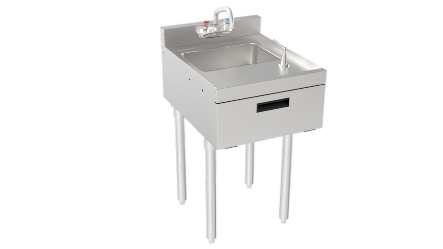 Product image #1 for Krowne Silver Series Freestanding Underbar Hand Sink with Soap and Towel, 18-Inch Wide Stainless Steel