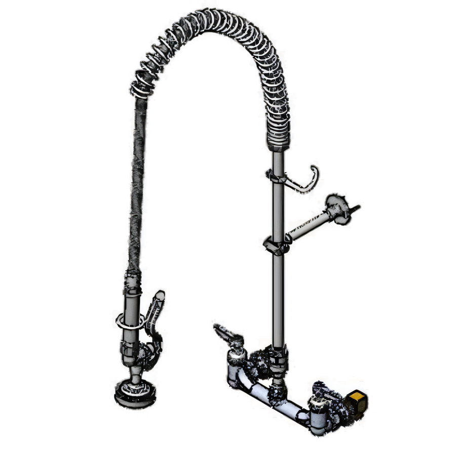 Product image #1 for T&S Brass EasyInstall 8-Inch Wall-Mount Pre-Rinse Unit with 18-Inch Riser, 44-Inch Hose and Vacuum Breaker