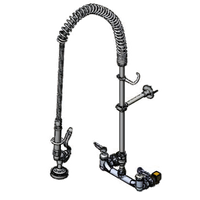 T&S Brass EasyInstall 8-Inch Wall-Mount Pre-Rinse Unit with 18-Inch Riser, 44-Inch Hose and Vacuum Breaker
