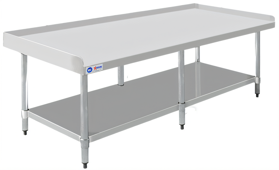 Product image #1 for 72 Inch x 30 Inch Stainless Steel Equipment Stand with Undershelf, 2 Inch Upturn, 6 Legs, and Adjustable Bullet Feet
