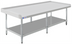 Thumbnail image #1 for 72 Inch x 30 Inch Stainless Steel Equipment Stand with Undershelf, 2 Inch Upturn, 6 Legs, and Adjustable Bullet Feet
