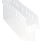Thumbnail image #1 for Quantum QSB805CL Clear Nesting Shelf Bin, 23-5/8 x 4-1/8 x 8 Inches, Polypropylene, 7 Divider Slots Case of 16