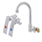 Thumbnail image #1 for BK Resources BKDMKV-SGS-G Dual Pedal Metering Knee Valve, 3-Inch Gooseneck Splash-Mount Spout, Lead-Free, Chrome-Plated