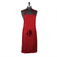 Mercer Culinary Genesis Red Bib Apron, No Pocket, Adjustable Neck Strap, 33 x 23 Inches, 65/35 Poly/Cotton Twill