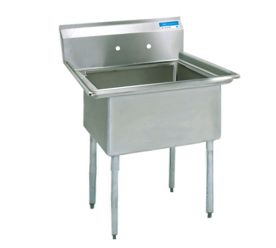 Product image #1 for BK Resources 16-Inch x 20-Inch x 12-Inch One-Compartment No-Drainboard Stainless Steel Sink with 9-Inch Backsplash and Galvanized Legs