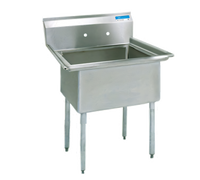 BK Resources 16-Inch x 20-Inch x 12-Inch One-Compartment No-Drainboard Stainless Steel Sink with 9-Inch Backsplash and Galvanized Legs