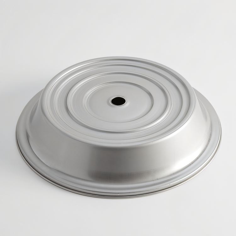 Product image #1 for Round Stainless Steel Plate Cover with Stand for 12-3/16 to 12-9/16 Inch Plates