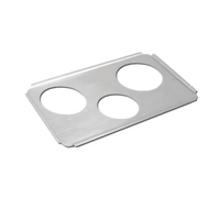 Stainless Steel Steam Table Adapter Plate with Two 6-3/8 Inch Holes and One 4-7/8 Inch Hole