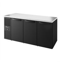 True Premier Bar 92-Inch Four-Section Refrigerated Back Bar Cooler with Stainless Steel Top and Solid Locking Doors