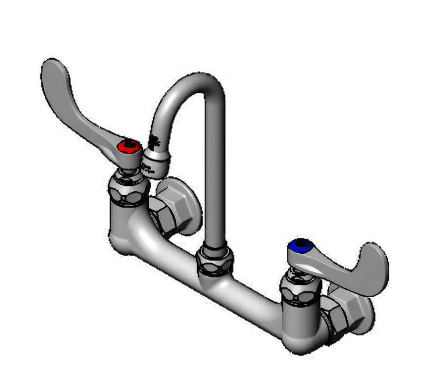 Product image #1 for T&S Brass Wall-Mount Surgical Sink Mixing Faucet with 8-Inch Adjustable Centers and Gooseneck Spout