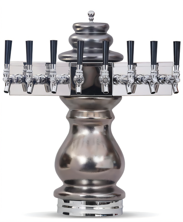 Product image #1 for Glastender Braumeister 8-Faucet Glycol-Cooled Countertop Draft Dispensing Tower with Surface-Mount Drain Pan