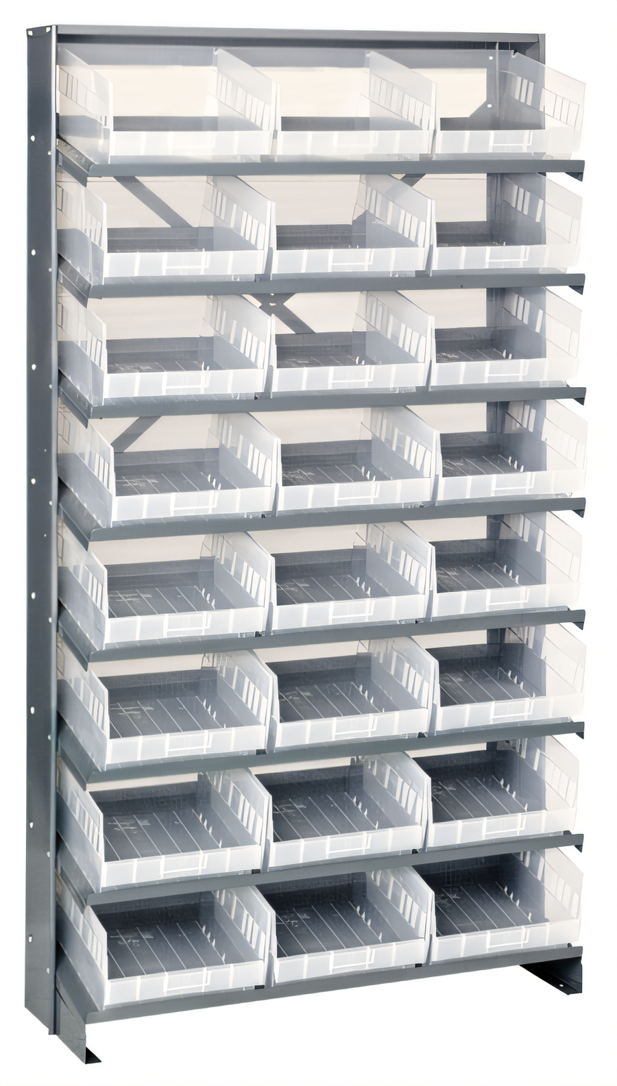 Product image #1 for Quantum Sloped Single-Sided Pick Rack with 8 Shelves and 24 Clear Bins