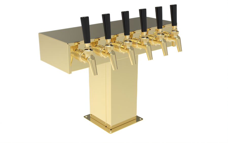 Product image #1 for Perlick Air-Cooled Stainless Steel Tee Beer Tower with Tarnish-Free Brass Finish, 3 Faucets