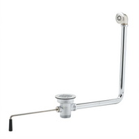 T&S Brass Twist Waste Valve with 3-1/2 Inch Sink Opening, 2 Inch Drain Outlet, and Overflow NPT Adapter