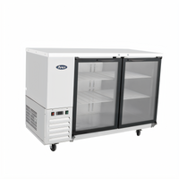 Atosa Two-Section Glass Door Back Bar Cooler, 48 Inch, Self-Contained Side-Mount Refrigeration, Stainless Steel