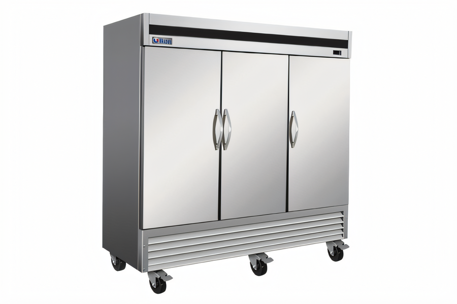 Product image #1 for IKON Refrigeration Three-Section Reach-In Freezer, 66 Cu. Ft., Stainless Steel, Bottom-Mounted Self-Contained, 115/208-230V