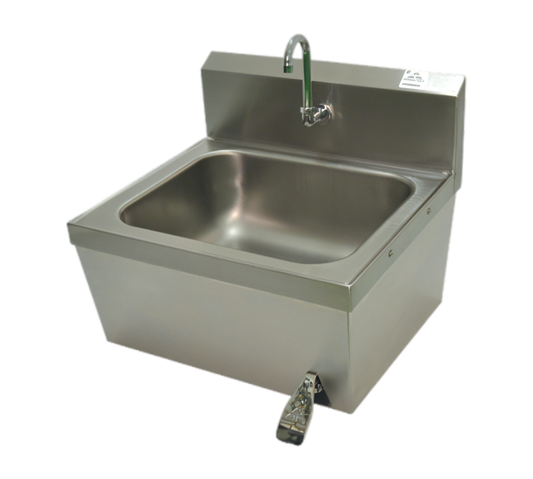 Product image #1 for Advance Tabco Deep Drawn Wall Mounted Hand Sink with 16" x 20" x 8" Bowl, Gooseneck Faucet and Knee Valve