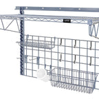 Thumbnail image #1 for Quantum SGK-401836-2GY Wall-Mounted Medium-Duty Storage Grid Starter Kit, Gray Epoxy Antimicrobial, with Shelf, Basket & Holders